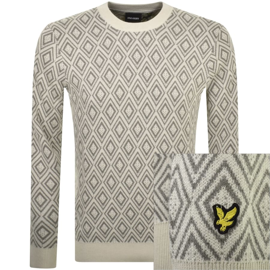 Lyle And Scott Monogram Intarsia Jumper Cream Mainline Menswear Ireland